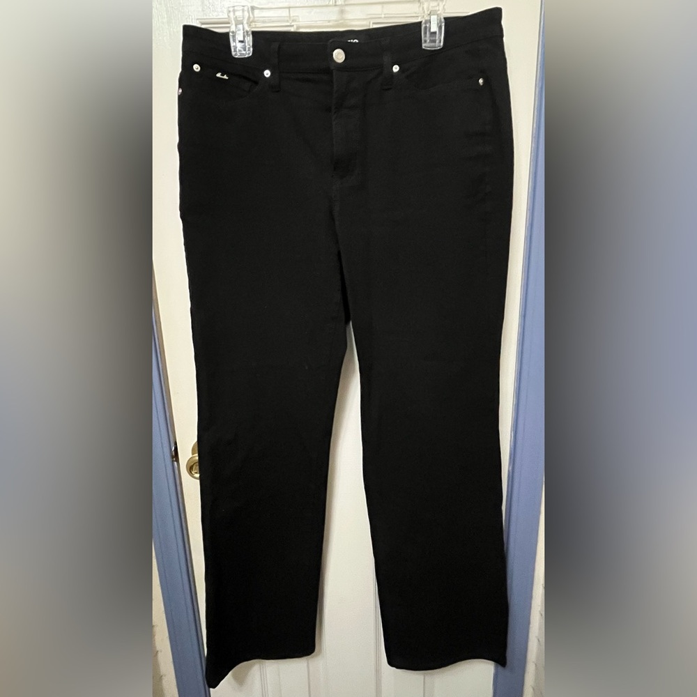 CAMBIO Black Straight-Leg Jeans, Size 16